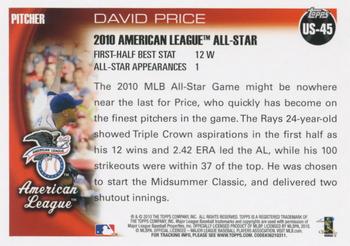2010 Topps Update David Price AS US-45 Tampa Bay Rays