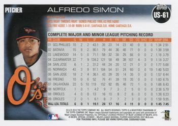 2010 Topps Update Alfredo Simon US-61 Baltimore Orioles