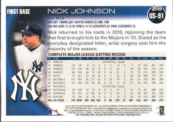 2010 Topps Update Nick Johnson US-91 New York Yankees