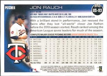 2010 Topps Update Jon Rauch US-93 Minnesota Twins