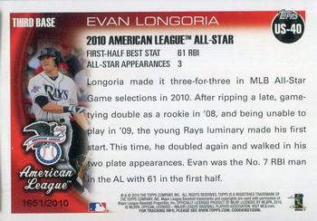 2010 Topps Update Gold Parallel 208/2010 Evan Longoria #US-40 Tampa Bay Rays