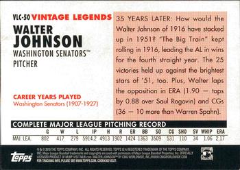 2010 Topps Vintage Legends #VLC-50 Walter Johnson Washington Senators