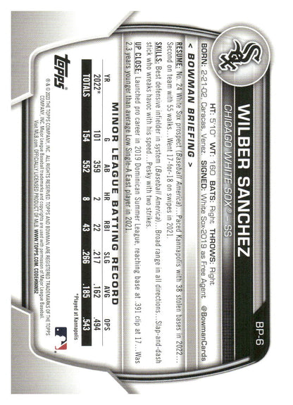 2023 Bowman #BP-6 Wilber Sanchez Prospects Purple #/250