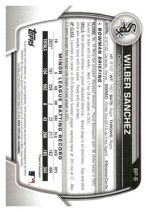 2023 Bowman #BP-6 Wilber Sanchez Prospects Purple #/250
