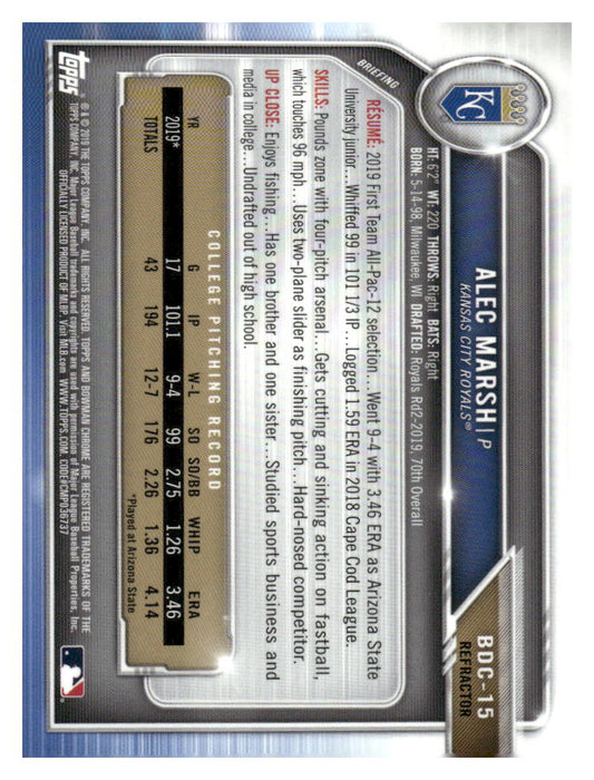 2019 Bowman Draft #BDC-15 Alec Marsh Chrome Refractor