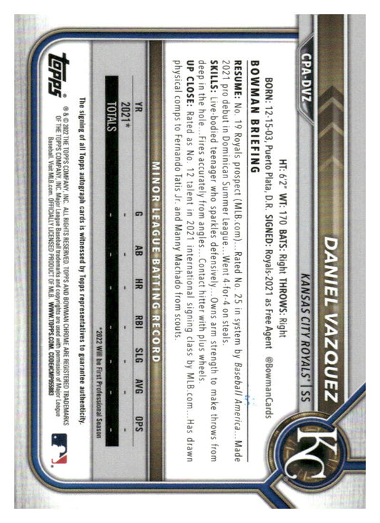 Bowman Draft #CPA-DVZ Daniel Vazquez