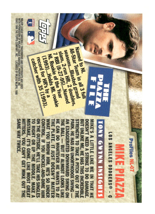 1996 Topps #NL-07 Mike Piazza Profiles by Tony Gwynn NL