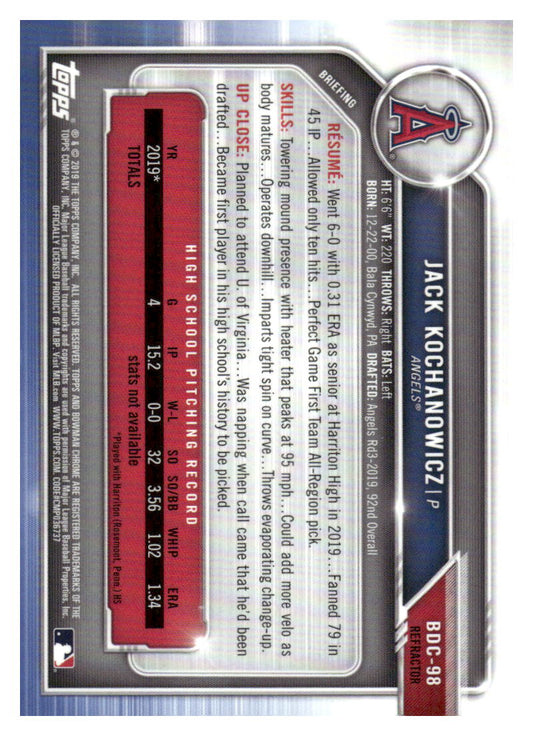 2019 Bowman Draft #BDC-98 Jack Kochanowicz Chrome