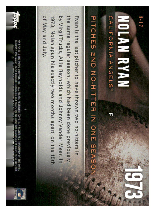 2015 Topps #H-17 Nolan Ryan Highlight of the Year