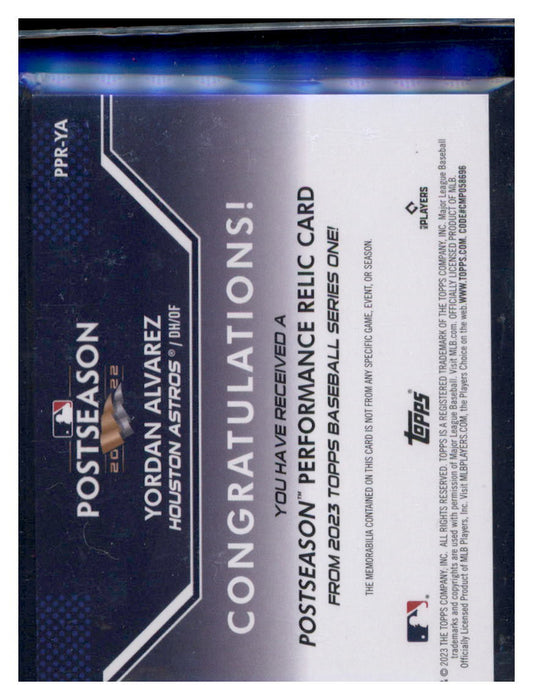 2023 Topps #PPR-YA Yordan Alvarez Postseason Performance Relics #/99