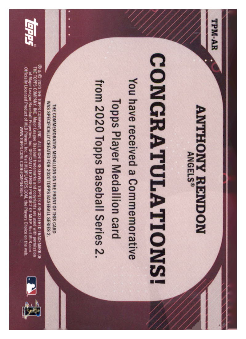 2020 Topps #TPM-AR Anthony Rendon Topps Player Medallions