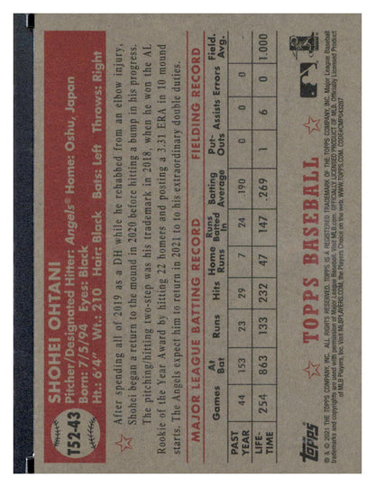 2021 Topps #T52-43 Shohei Ohtani 1952 Topps Redux