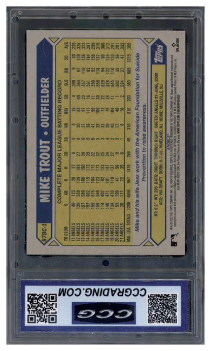 2022 Topps Chrome #87BC-1 Mike Trout 1987 Topps Baseball 35th Anniversary CGC 10
