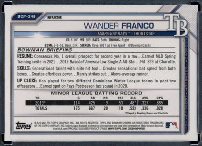 2021 Bowman Chrome #BCP-240 Wander Franco Prospects Refractor #/499