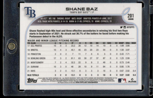 2022 Topps Chrome Sonic #201 Shane Baz Black & White RayWave