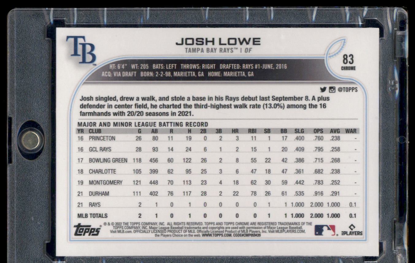 2022 Topps Chrome Sonic #83 Josh Lowe Prism Refractor