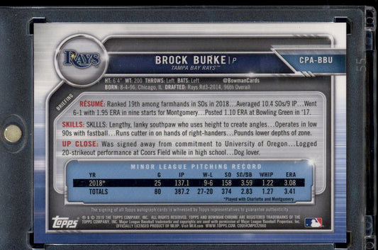 2019 Bowman #CPA-BBU Brock Burke Chrome Prospect Autographs