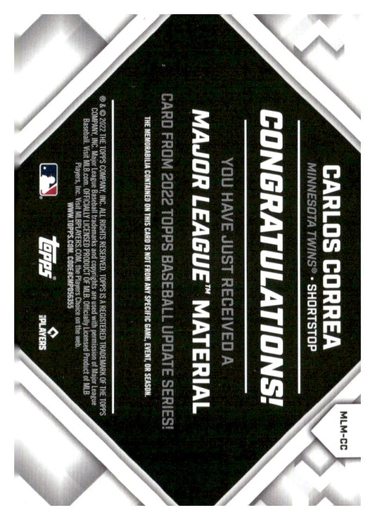2022 Topps Update #MLM-CC Carlos Correa Major League Material Relics