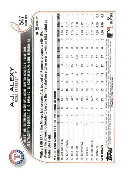2022 Topps #547 A.J. Alexy