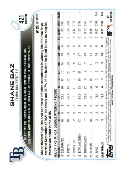 2022 Topps #421 Shane Baz