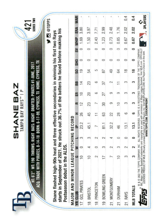 2022 Topps #421 Shane Baz
