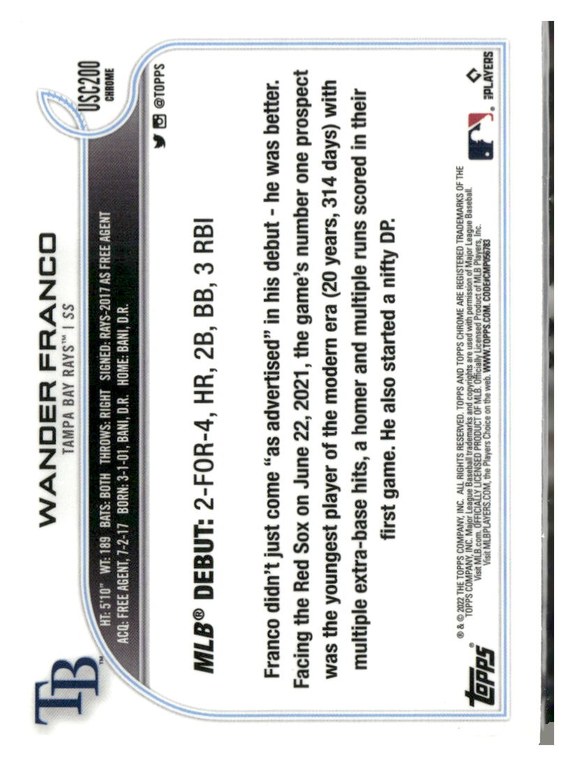 2022 Topps Chrome Update #USC200 Wander Franco