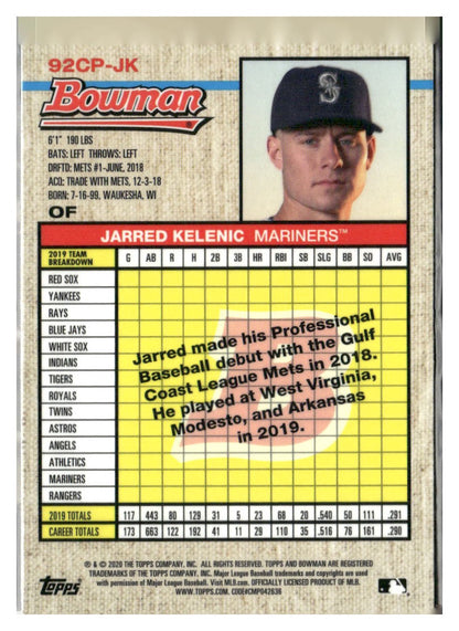 2020 Bowman Heritage #92CP-JK Jarred Kelenic Chrome Prospects