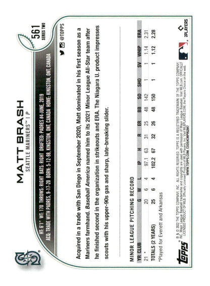 2022 Topps #561 Matt Brash