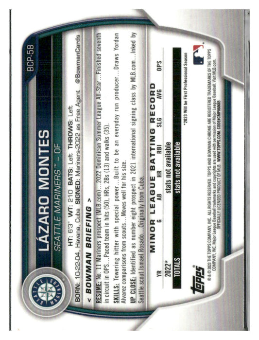 2023 Bowman #BCP-58 Lazaro Montes Chrome Prospects