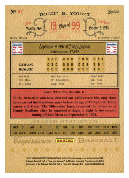 2013 Panini Cooperstown #97 Robin Yount