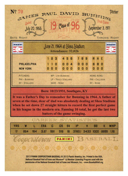 2013 Panini Cooperstown #70 Jim Bunning
