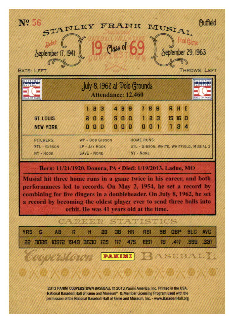 2013 Panini Cooperstown #56 Stan Musial
