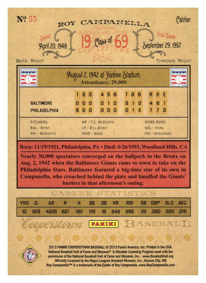 2013 Panini Cooperstown #55 Roy Campanella