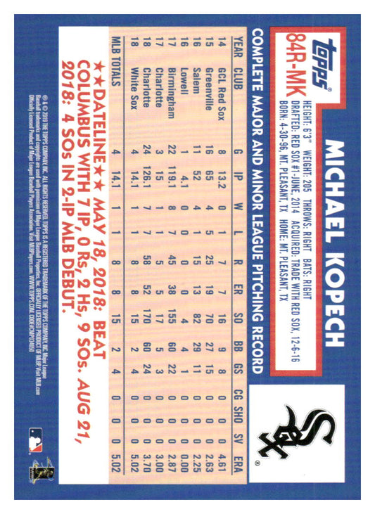 2019 Topps #84R-MK Michael Kopech 1984 Topps Baseball Rookies