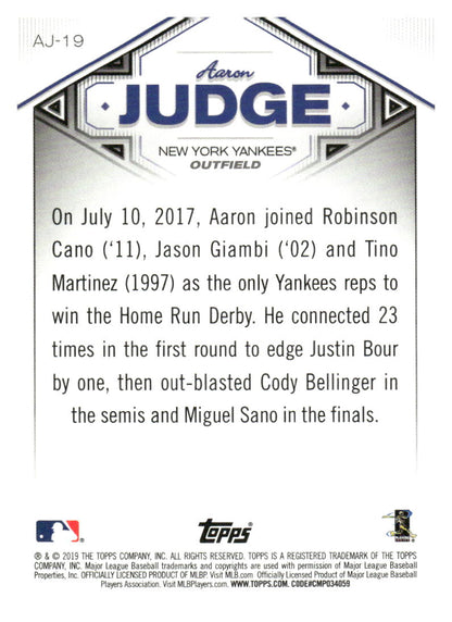 2019 Topps #AJ-19 Aaron Judge Aaron Judge Star Player Highlights