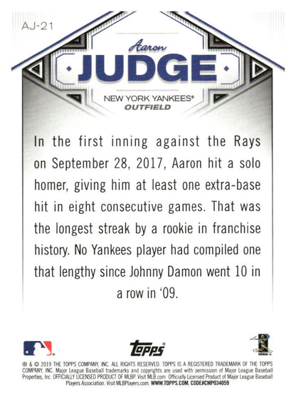 2019 Topps #AJ-21 Aaron Judge Aaron Judge Star Player Highlights