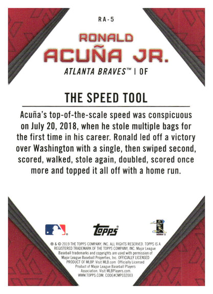 2019 Topps #RA-5 Ronald Acuña Jr. Ronald Acuna Jr. Star Player Highlights