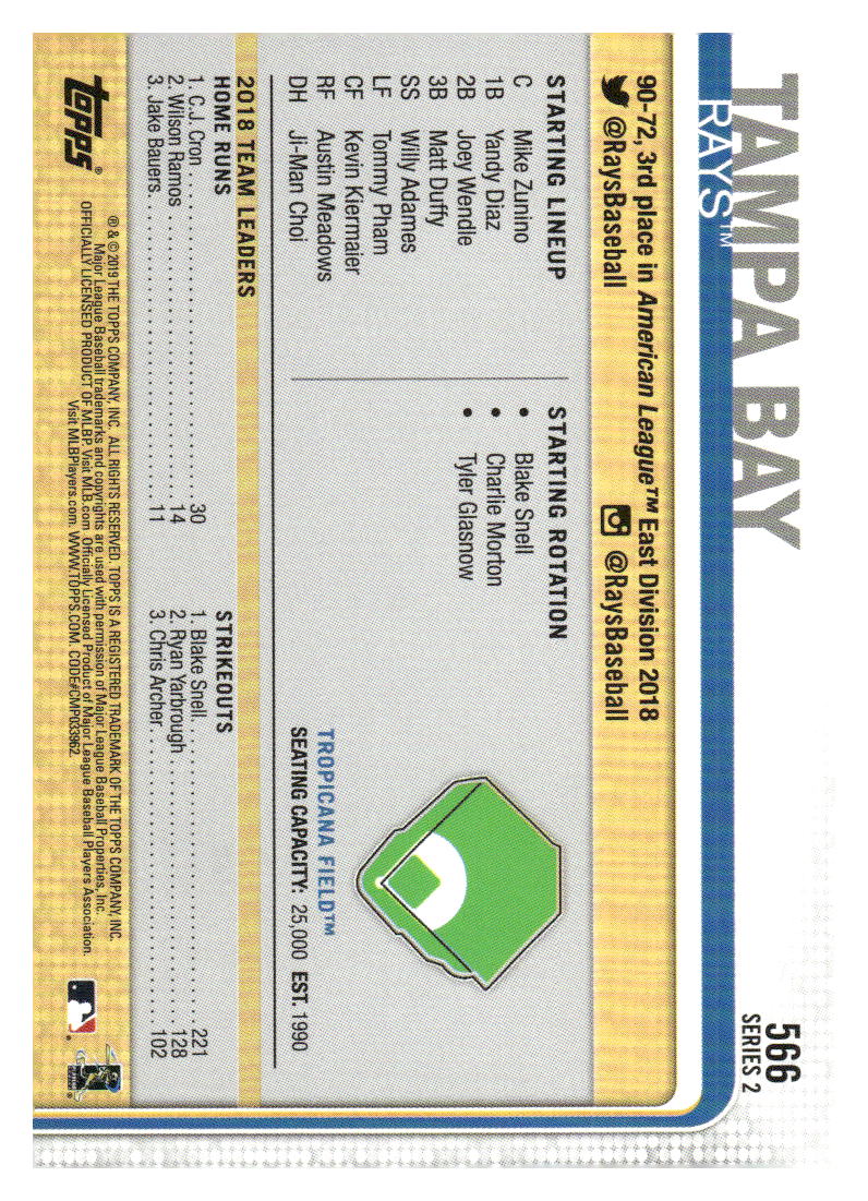 2019 Topps #566 Tropicana Field Gold #/2019