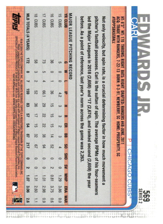 2019 Topps #569 Carl Edwards Jr. Advanced Stat #/150