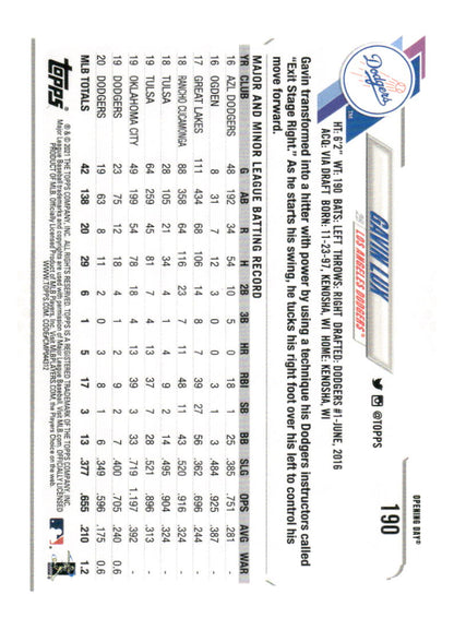 2021 Topps Opening Day #190 Gavin Lux