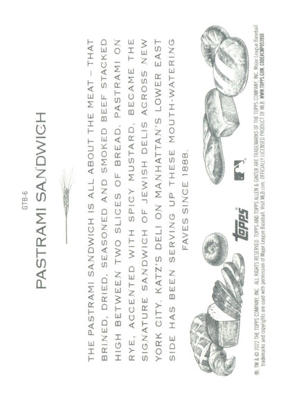 2022 Topps Allen & Ginter #GTB-6 Pastrami Sandwich Get That Bread