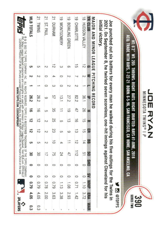 2022 Topps #390 Joe Ryan