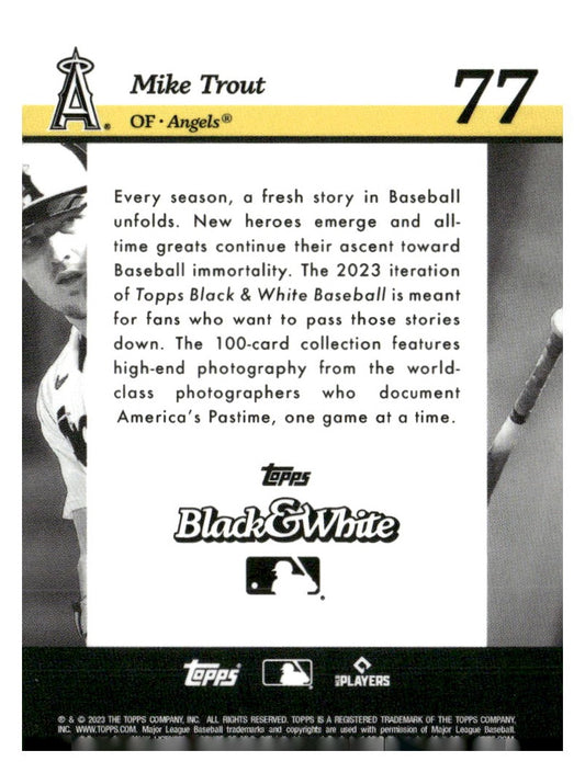 2023 Topps Black & White #77 Mike Trout