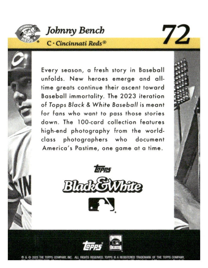2023 Topps Black & White #72 Johnny Bench