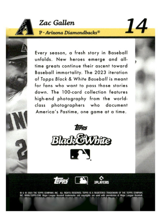 2023 Topps Black & White #14 Zac Gallen