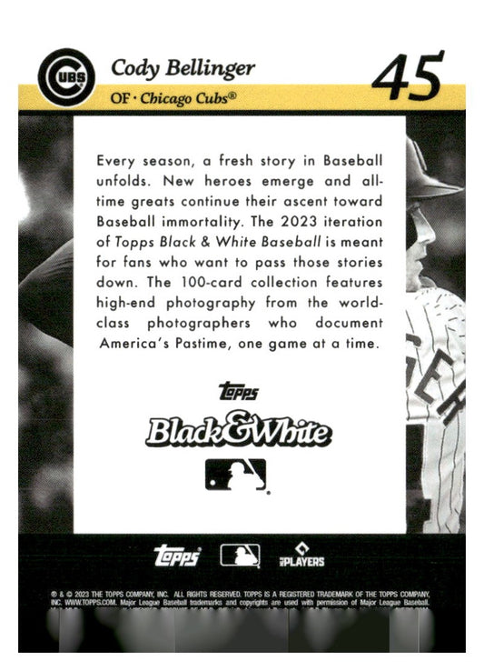 2023 Topps Black & White #45 Cody Bellinger Color Photo Negative #/99