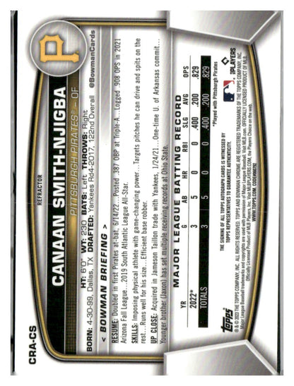 2023 Bowman #CRA-CS Canaan Smith-Njigba Chrome Rookie Autographs Refractor #/499