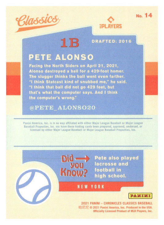 2021 Panini Chronicles #14 Pete Alonso Classics