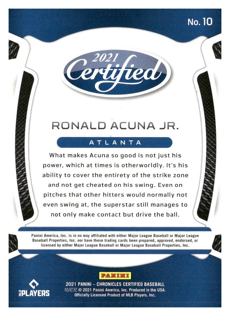 2021 Panini Chronicles #10 Ronald Acuna Jr. Certified