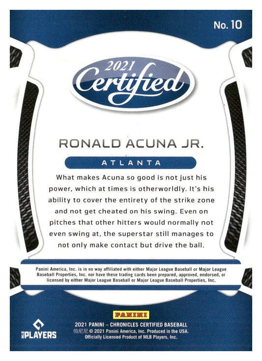 2021 Panini Chronicles #10 Ronald Acuna Jr. Certified